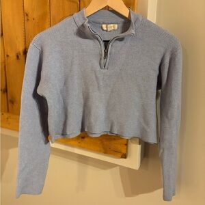 La Hearts Light Blue Ribbed Zip-Up Sweatshirt